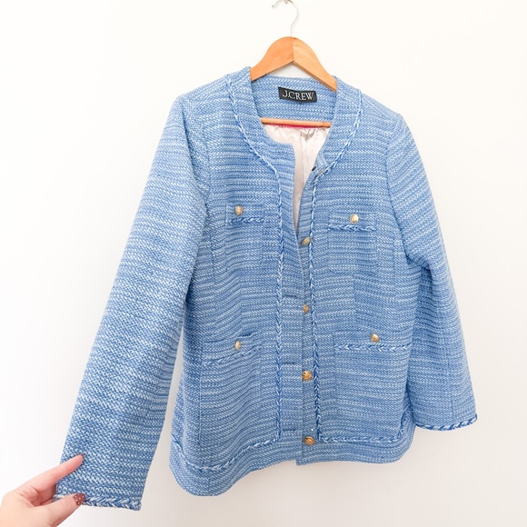 J. Crew Womens Lady Jacket Sequin Tweed Peri Blue Size XLarge - Picture 4 of 13